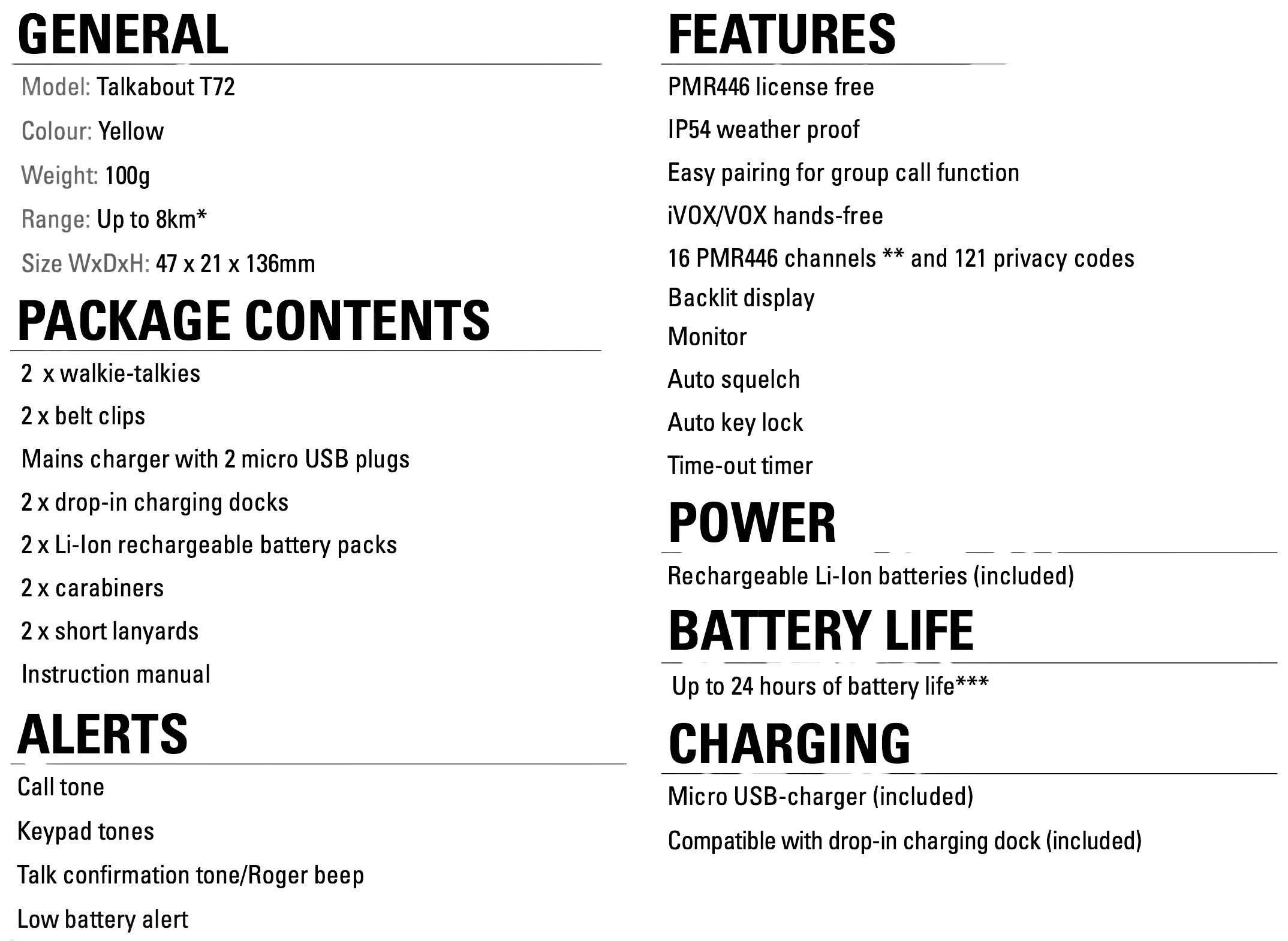 talkabout t72 motorola license free walkie talkie specs 