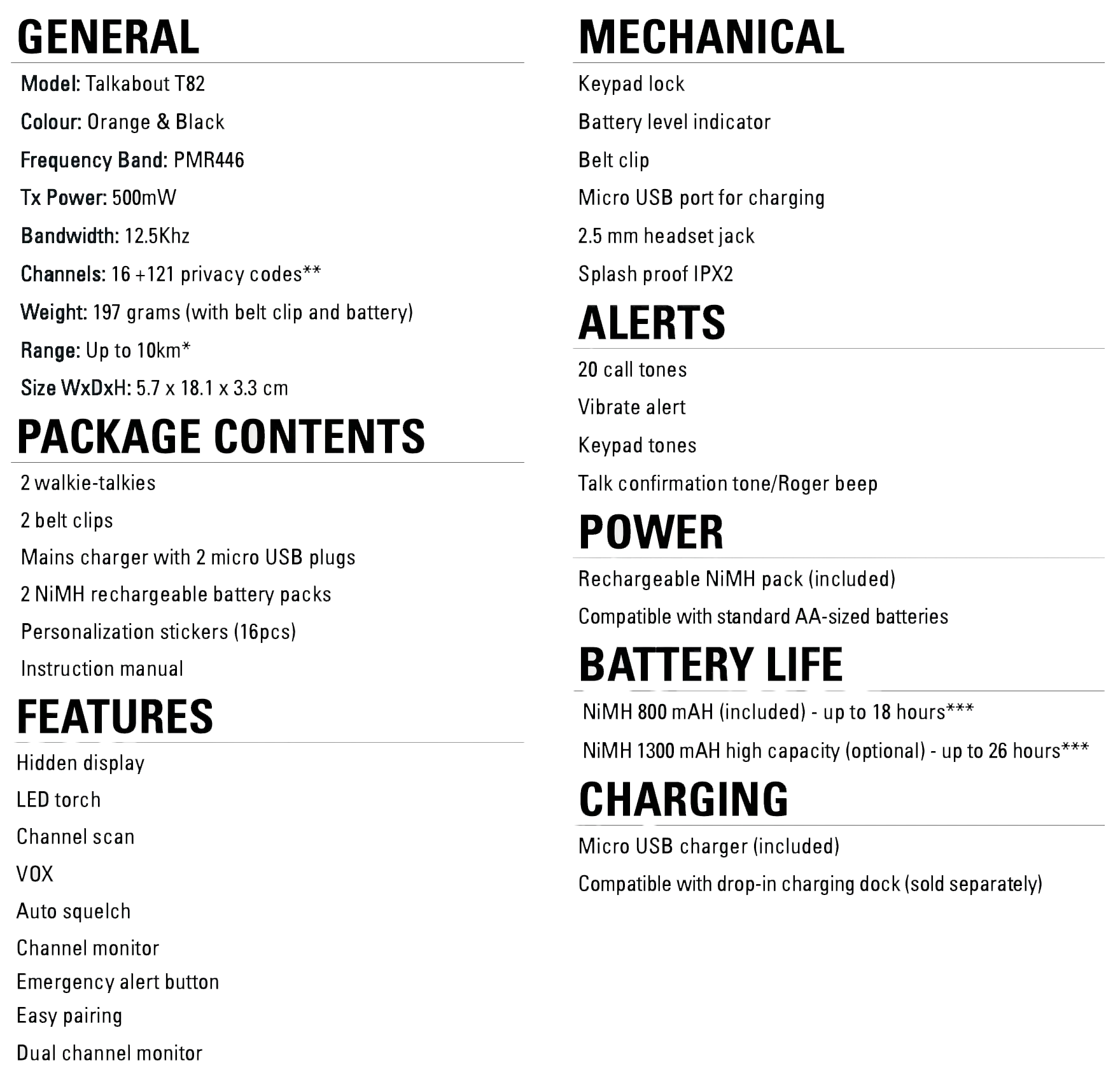 talkabout t82 motorola license free walkie talkie specs 